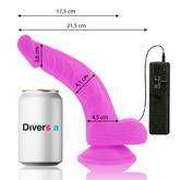 DIVERSIA - DILDO VIBRADOR FLEXIBLE MORADO 21.5 CM -O- 4.5 CM